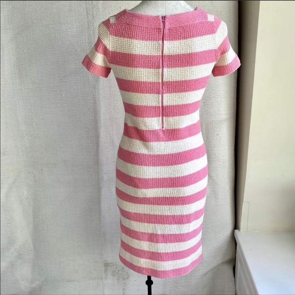 Vintage 60s 70s Easter BARBIE Dress S/M Knit Pink Striped Mini Pink White Stripe - Picture 5 of 8